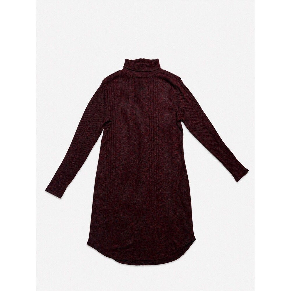 No Comment Women’s Burgundy Turtleneck Sweater Dress Long Sleeve Size S